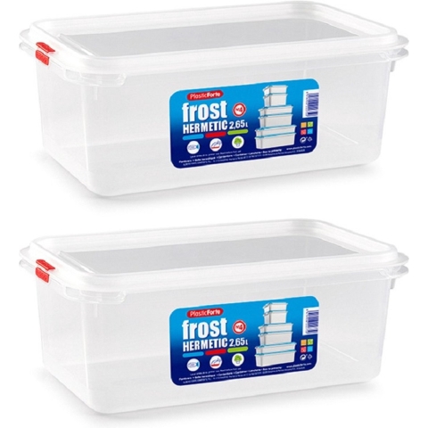 Vershoudbakje - 4x - met deksel - 26 x 16 x 10 cm - 2.6L - meal prep bakjes -