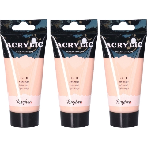 Acrylverf/hobbyverf op waterbasis - Set van 3x stuks - roze - 75 ml - Schilderen/knutselen -