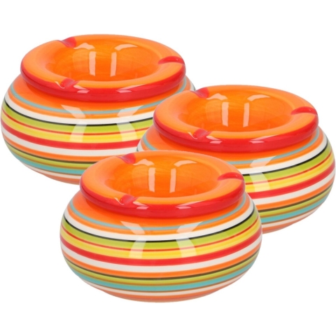 3x stuks asbak in mooie rode kleuren combinatie 13 cm -