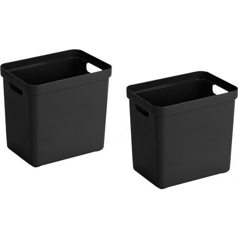 Sunware Opbergbox Sigma - 4x - kunststof - zwart - 25 liter - Opbergbakken/opbergers -