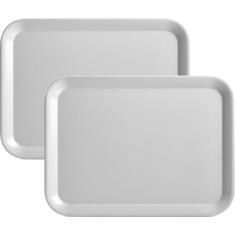 Set van 2x stuks grijze dienbladen rechthoek melamine 43 x 32 cm -