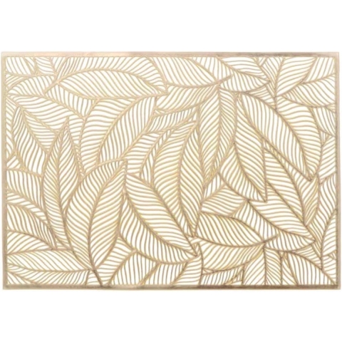 Placemat Nissa - 6x - goud blad motief - 30 x 45 cm - onderlegger -