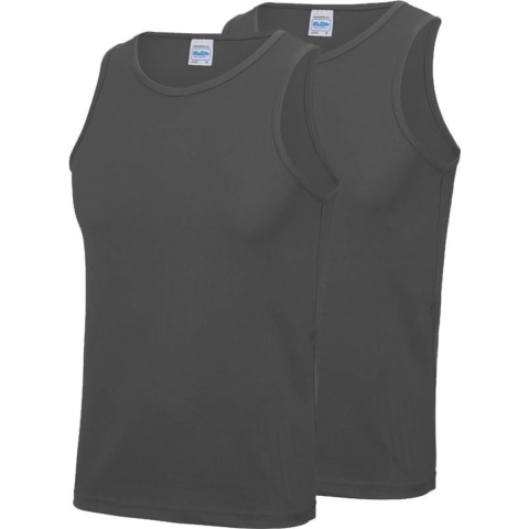 AWDis sport sintlet/tanktop - 2x - heren - Donkergrijs - mouwloos - Polyester S -