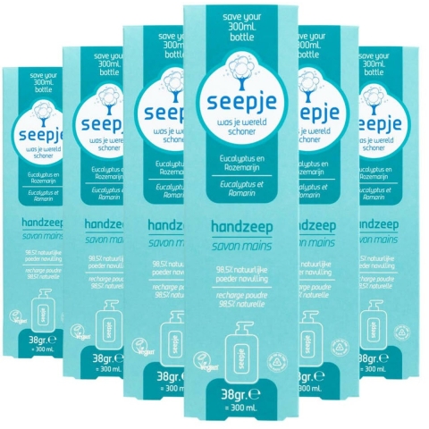 6x Seepje Handzeep Navulling Eucalyptus en Rozemarijn 38 gr