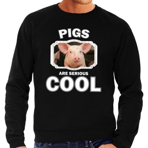 Dieren varken sweater zwart heren - pigs are cool trui S -