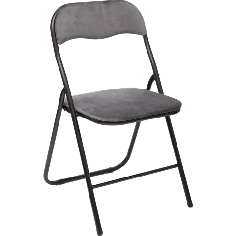 Klapstoel met fluweel zitting - grijs - 44 x 48 x 79 cm - metaal -