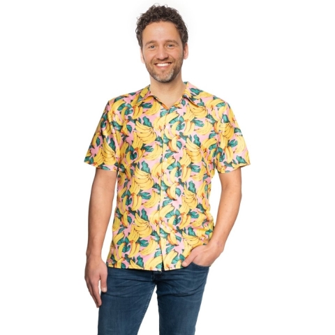 Tropical party Hawaii blouse heren - banaan - geel - carnaval/themafeest 48 (S) -