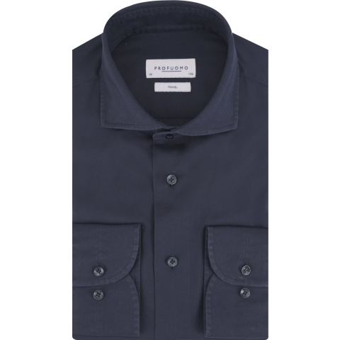Profuomo Travel Overhemd - Lange Mouwen - Stretch - Blauw