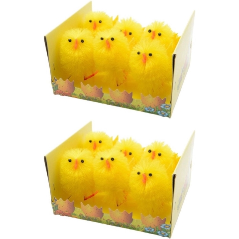 24x stuks gele paaskuikentjes 6,5 cm -