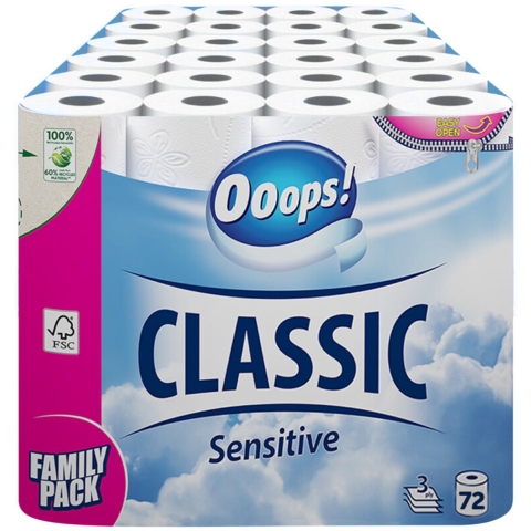 3x Ooops! Toiletpapier Classic Sensitive 3-laags 24 stuks