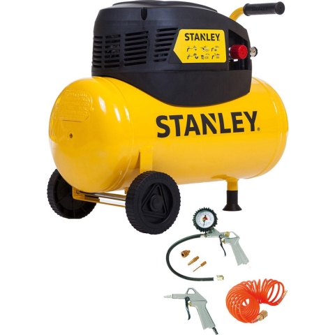 Stanley Compressor D200/8/24 Incl. Accessoires - 8 Bar - Luchtpistool, Opblaaspistool, Spiraalslang 5M en Opzetstukken