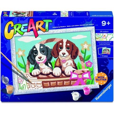 Ravensburger CreArt Schilderen op Nummer Honden in Mandje