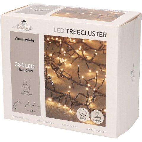 Kerstverlichting - 384 lampjes - warm wit - 5 meter - clusterverlichting -