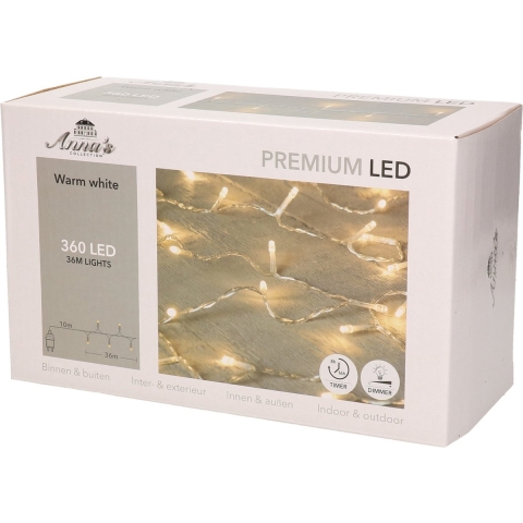 Kerstverlichting - 360 led lampjes - warm wit - 3600 cm - dimmer en timer functie -
