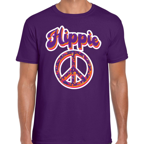 Hippie t-shirt paars voor heren L -