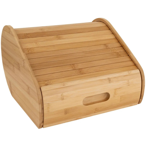 Broodtrommel met rolluik deksel - bamboe - 30 x 33 x 21 cm - naturel - met opberglade -