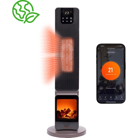 QLT 23C18/23000 - Keramische Kachel - Wifi App Bediening en Sfeerhaard - Zwart