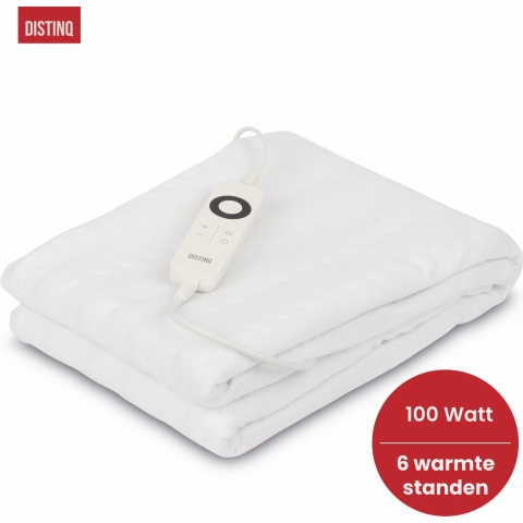 DistinQ Elektrische Onderdeken DQEB11WT - 100 Watt - 150x80 cm - 6 Temperatuurstanden - Wit