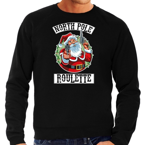 Foute Kersttrui / outfit Northpole roulette zwart voor heren XL -