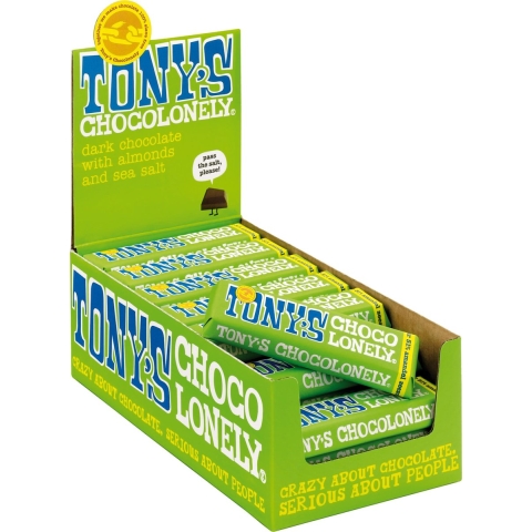 15x Tony's Chocolonely Puur Amandel Zeezout 47 gr