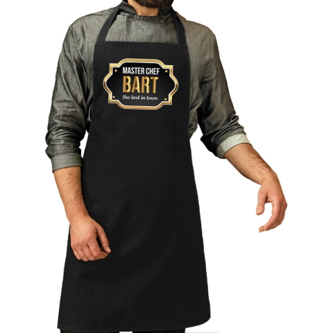 Naam cadeau master chef schort Bart zwart - keukenschort cadeau -