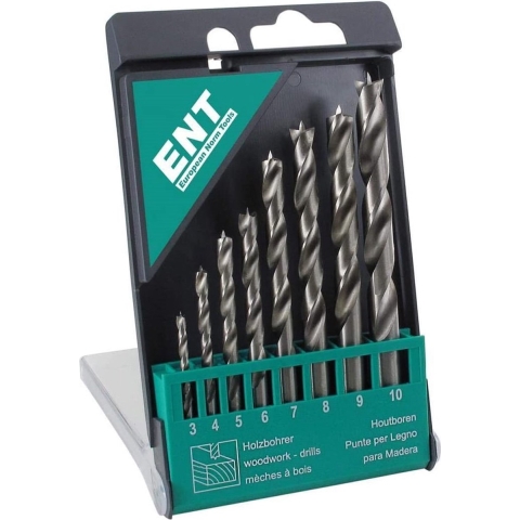 ENT DURADRILL 8-dlg. houtboorset 3-10mm, hele maten - 7909248
