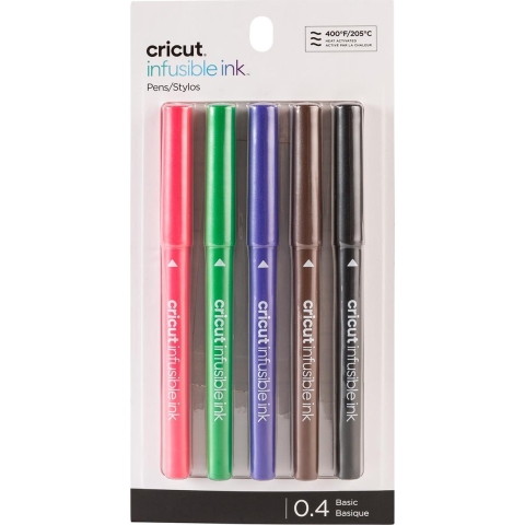 Cricut Explore/Maker Infusible Ink Fine Point 5-Pack Basics Stiftset Rood, Zwart, Violet, Bruin, Groen