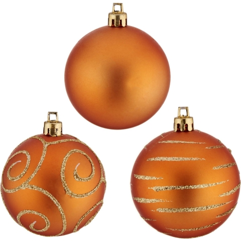Krist+ Kerstballen - 30x - oranje - kunststof - 6 cm -