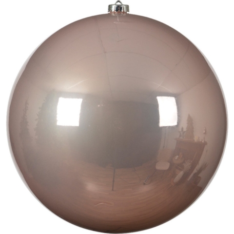 Decoris Kerstbal - lichtroze - groot - 25 cm - kunststof - glans -