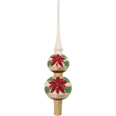 Krebs piek met kerstster - goudkleurig - glas - 30 cm - kerstversiering - kerstboomversiering -