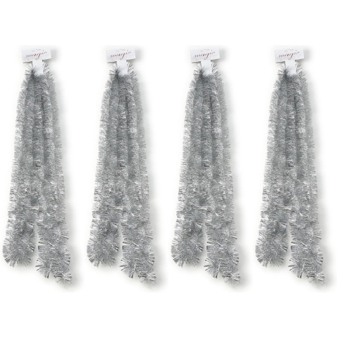 4x Zilveren kerstslingers 5 x 270 cm kerstboom versieringen -