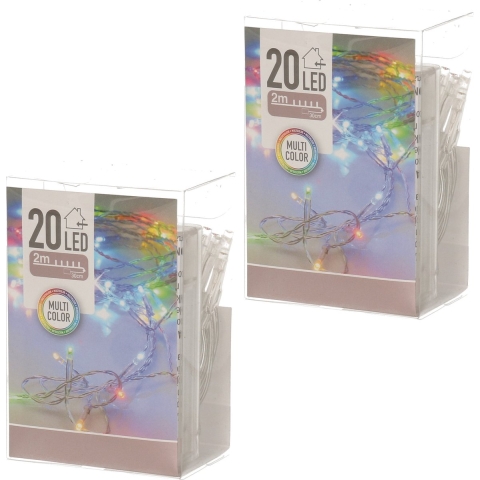 Kerstverlichting - 6x - 2 meter - gekleurd - op batterij - indoor - Kerst lampjes -