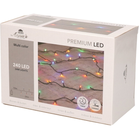 Kerstverlichting - 240 led lampjes - gekleurd - 24 m - dimmer - timer - buiten -