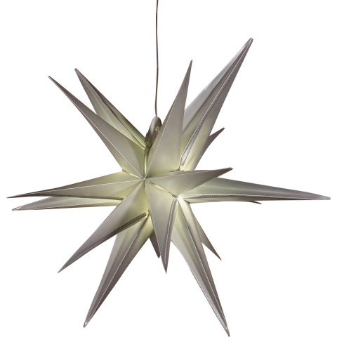 Verlichte 3D kerstster - zilver - 60 cm - kunststof - op batterijen - timer -