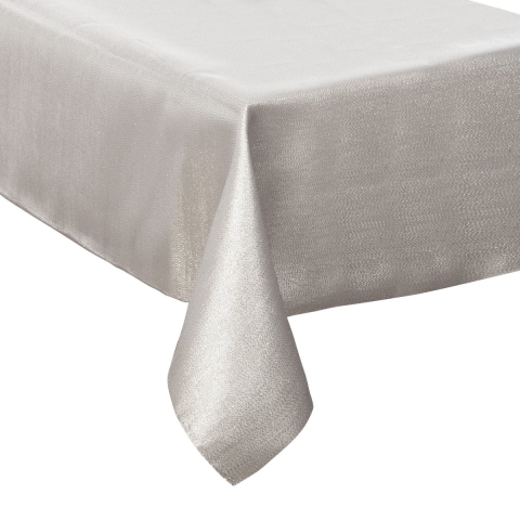 Tafelkleed/tafellaken wit sparkling effect van polyester formaat 140 x 240 cm -