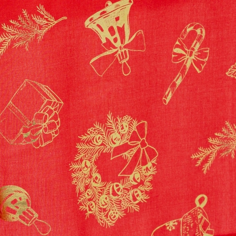 Tafelkleed Kerst thema - rood/goud - polyester - 240 x 140 cm -