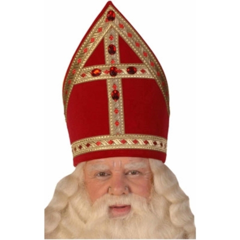 Luxe kokermijter Sinterklaas - katoenfluweel - hoge kwaliteit -