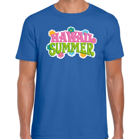 Hawaii summer t-shirt blauw voor heren L -