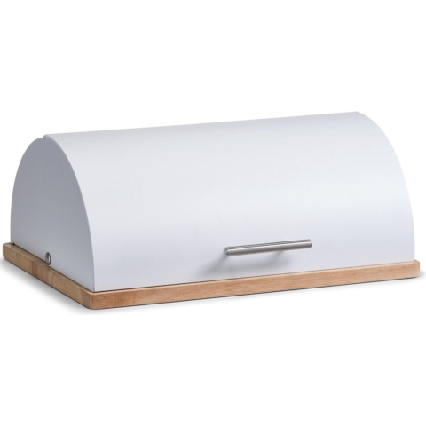 Houten luxe broodtrommel met witte klep/deksel 39 cm -