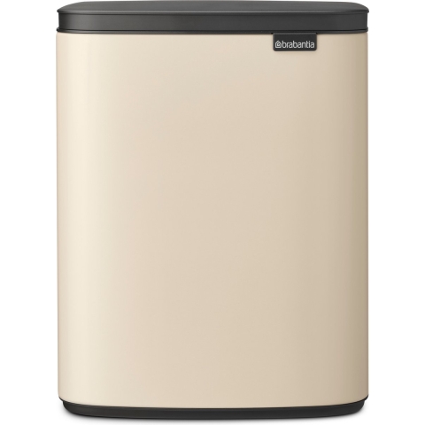 Bo Waste Bin 12L - Stylish&Handy Rubbish Bin - Easy Open&Soft Closing Lid - Hygienic&Space Efficient - Transport Grip - for Bathroom, Home Office&Bedroom - Soft Beige