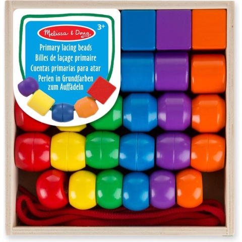 Melissa & Doug Rijgkralen in primaire kleuren - ontwikkelingsspeelgoed - Problemen oplossen - Montessori Speelgoed - Houten kralen voor kinderen - 3+ jaar - Cadeau voor jongens en meisjes