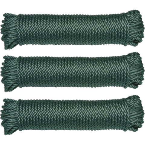 AMIG paracord touw - 3x - 20 meter - D5mm - 110kg - polypropyleen - groen -
