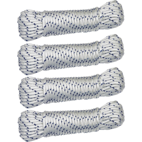 AMIG paracord touw - 4x - 10 meter - D4mm - 400kg - nylon/polyester - wit/blauw -