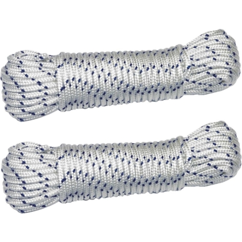 AMIG paracord touw - 2x - 10 meter - D6mm - 400kg - nylon/polyester - wit/blauw -