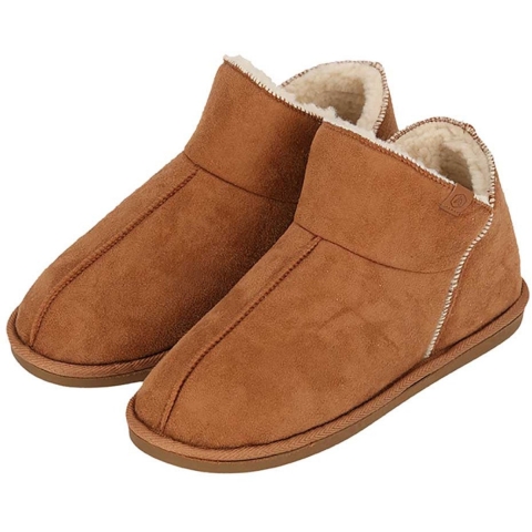 Apollo sloffen - dames - cognac - voering wol - suede - pantoffels - met antislip 41-42 -