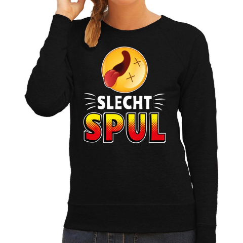 Funny emoticon sweater Slecht SPUL zwart dames M -