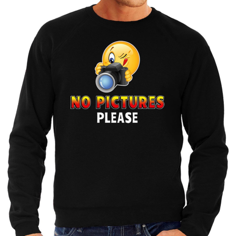 Funny emoticon sweater No pictures please zwart heren M (50) -