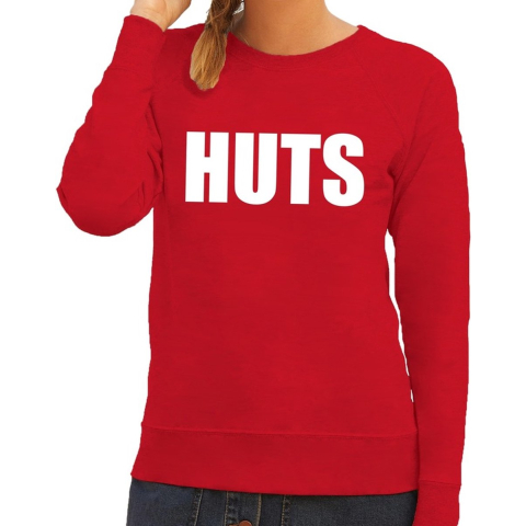 HUTS tekst sweater rood voor dames 2XL -