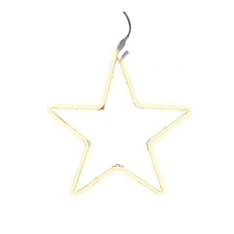 Verlichte neon ster/kerstster decoratie 200 lampjes warm wit 54 cm -