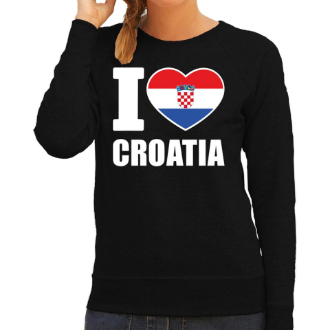 I love Croatia sweater / trui zwart voor dames 2XL -